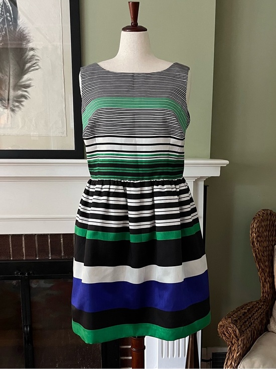 Eloquii Dresses & Skirts - Eloquii Striped Fit & Flare Dress | Emerald, Cobalt & Black | Pockets |